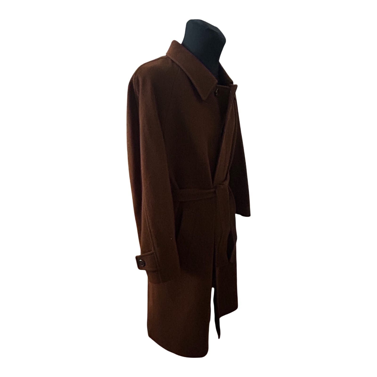 Herren Mantel Gr 50 Braun Schurwolle Wintermantel Klassisch Elegant Gürtel