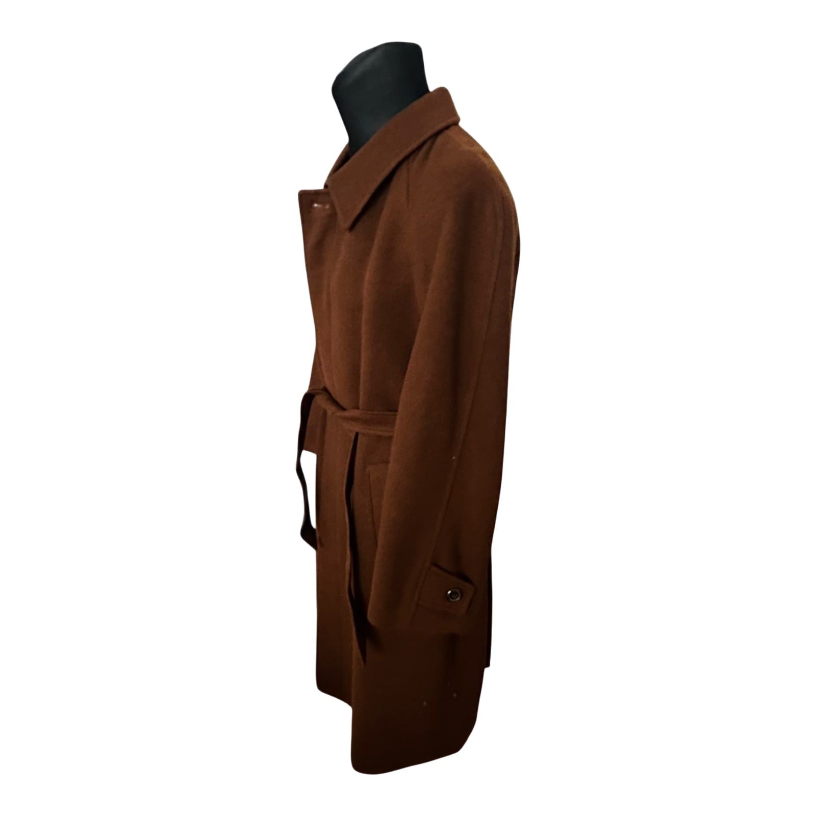 Herren Mantel Gr 50 Braun Schurwolle Wintermantel Klassisch Elegant Gürtel