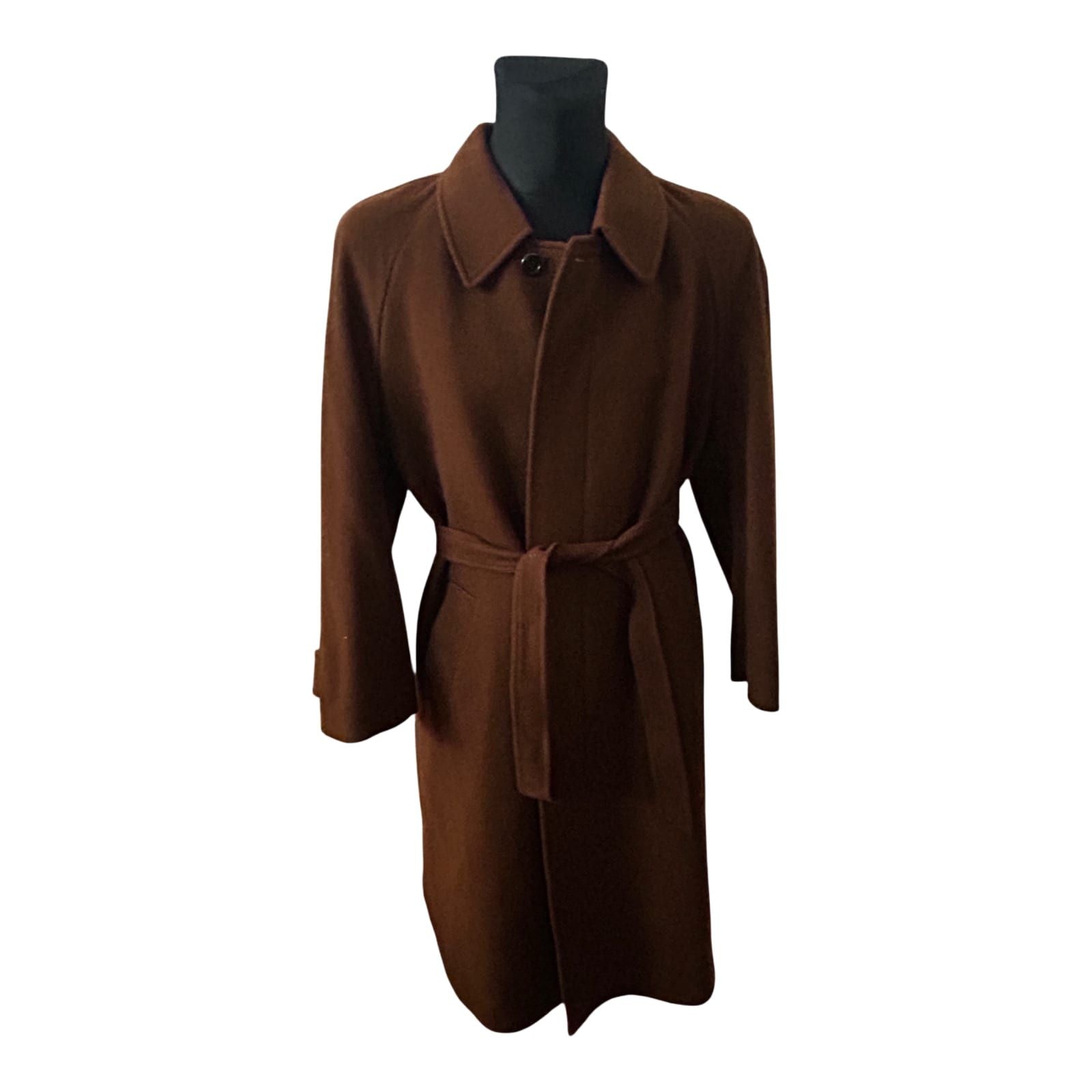 Herren Mantel Gr 50 Braun Schurwolle Wintermantel Klassisch Elegant Gürtel