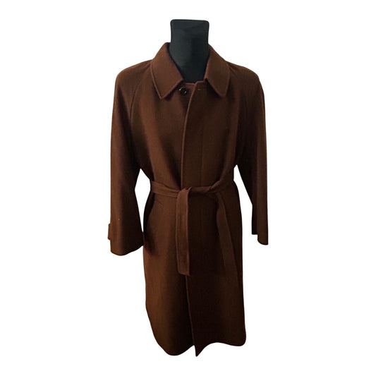 Herren Mantel Gr 50 Braun Schurwolle Wintermantel Klassisch Elegant Gürtel