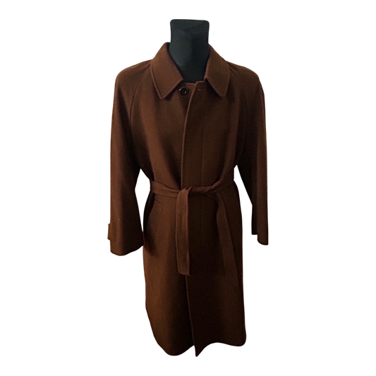 Herren Mantel Gr 50 Braun Schurwolle Wintermantel Klassisch Elegant Gürtel