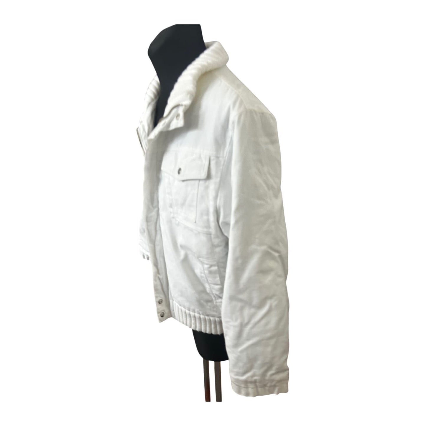 Jil Fierely Jacke Herren XL Weiß Baumwolle Blouson Freizeit Stehkragen