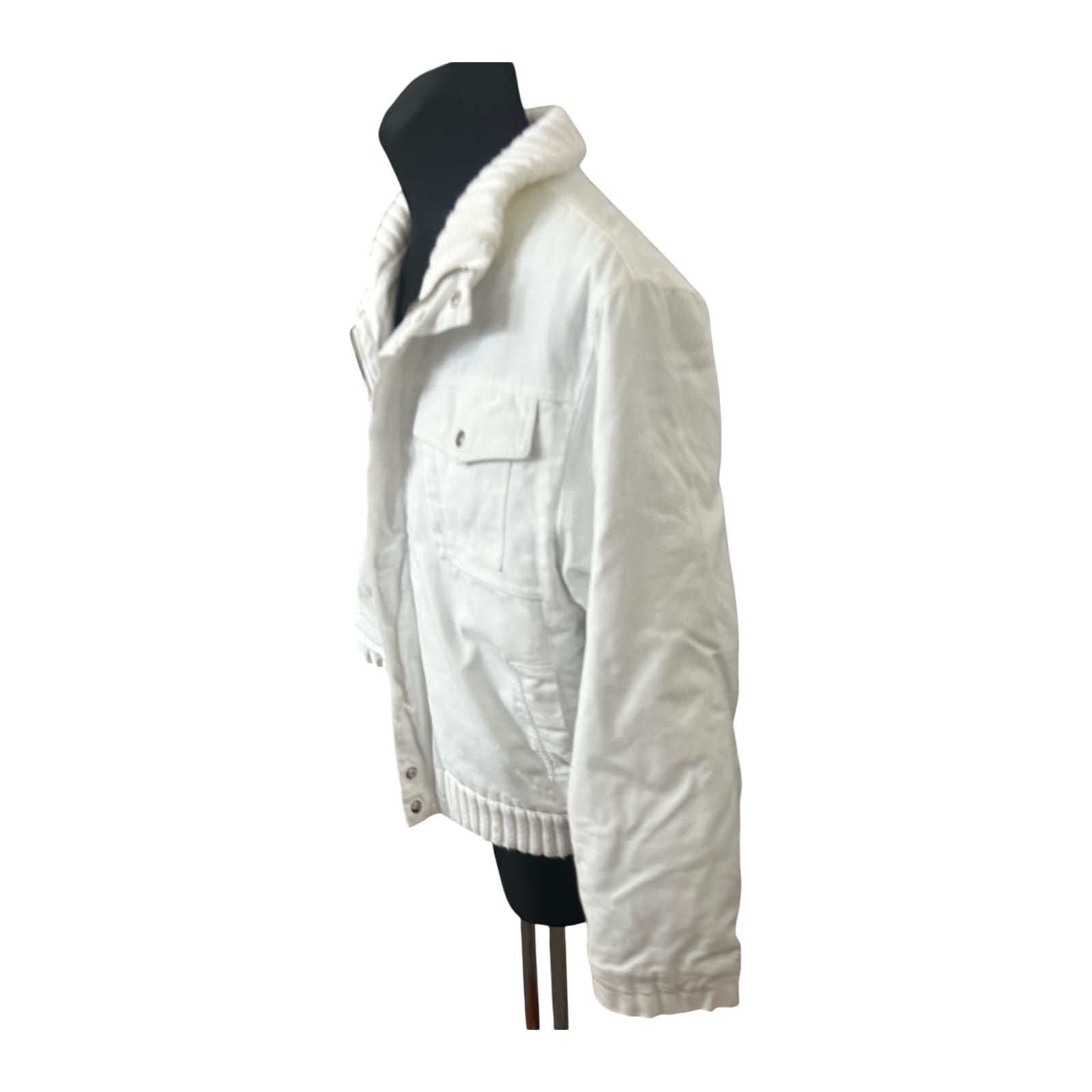 Jil Fierely Jacke Herren XL Weiß Baumwolle Blouson Freizeit Stehkragen