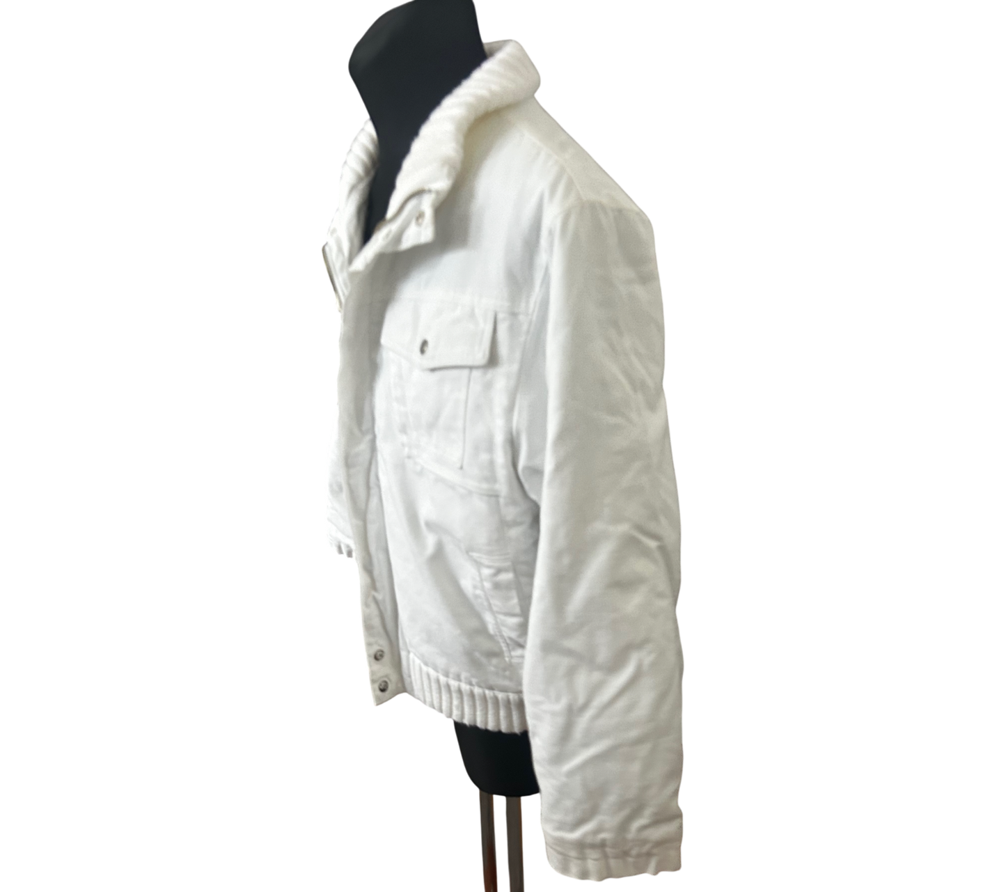 Jil Fierely Jacke Herren XL Weiß Baumwolle Blouson Freizeit Stehkragen