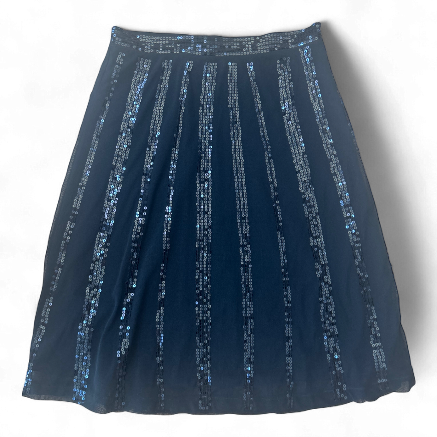 Mexx Rock L Schwarz Tüll Pailletten Festlich Knielang Futter Top Zustand