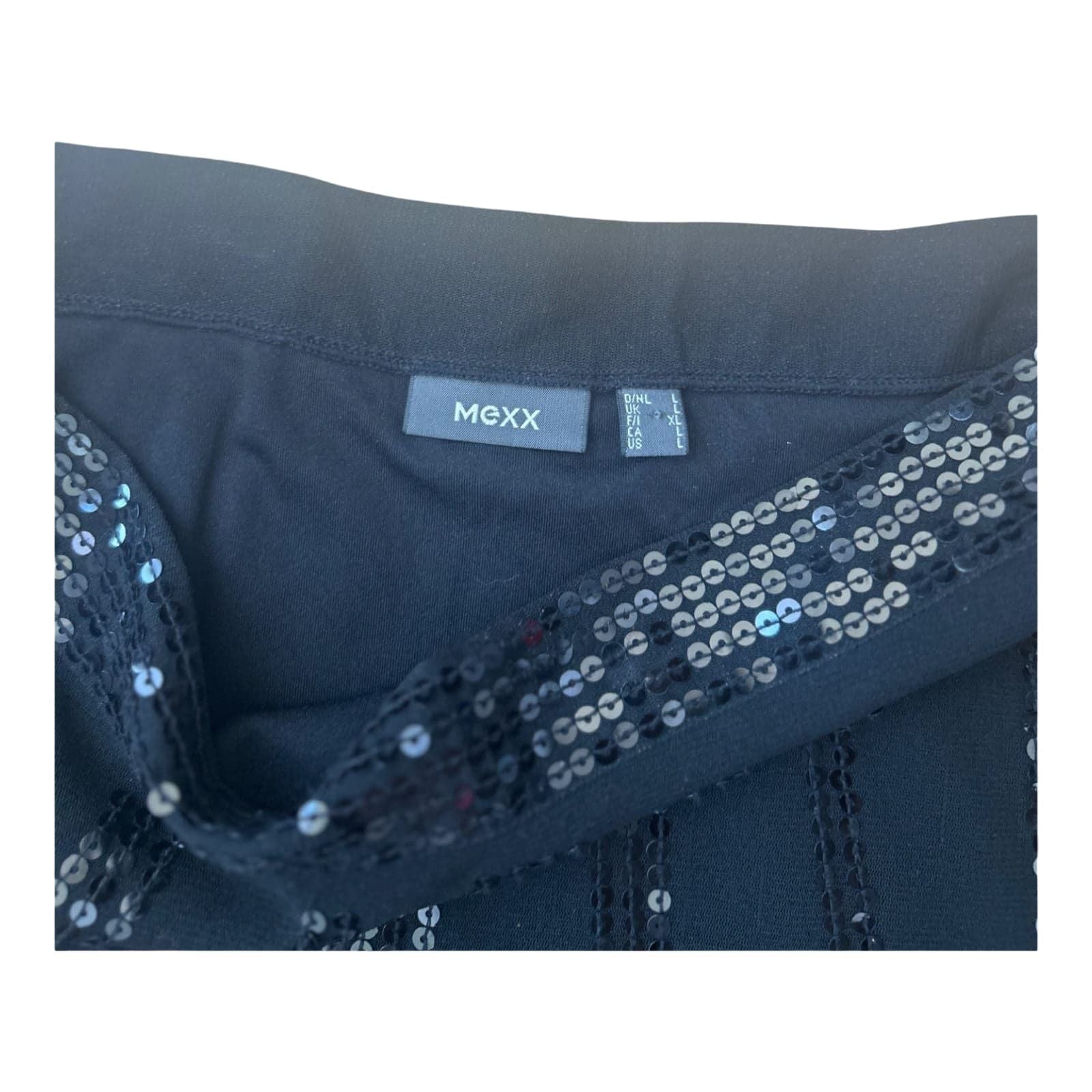 Mexx Rock L Schwarz Tüll Pailletten Festlich Knielang Futter Top Zustand