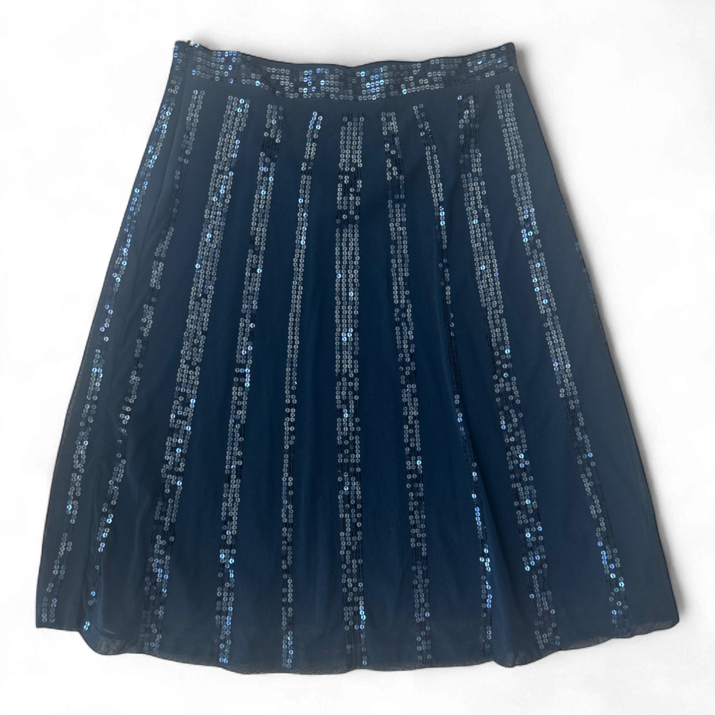 Mexx Rock L Schwarz Tüll Pailletten Festlich Knielang Futter Top Zustand