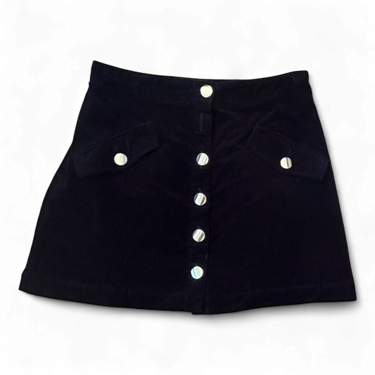 ZARA Rock Samt Stretch Gr L Schwarz Mini A-Linie Y2K Vintage Stil Elegant