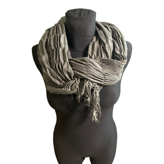 Wunderschöner Loop Schal Damen Khaki Baumwollmix Plissee Weich Leicht