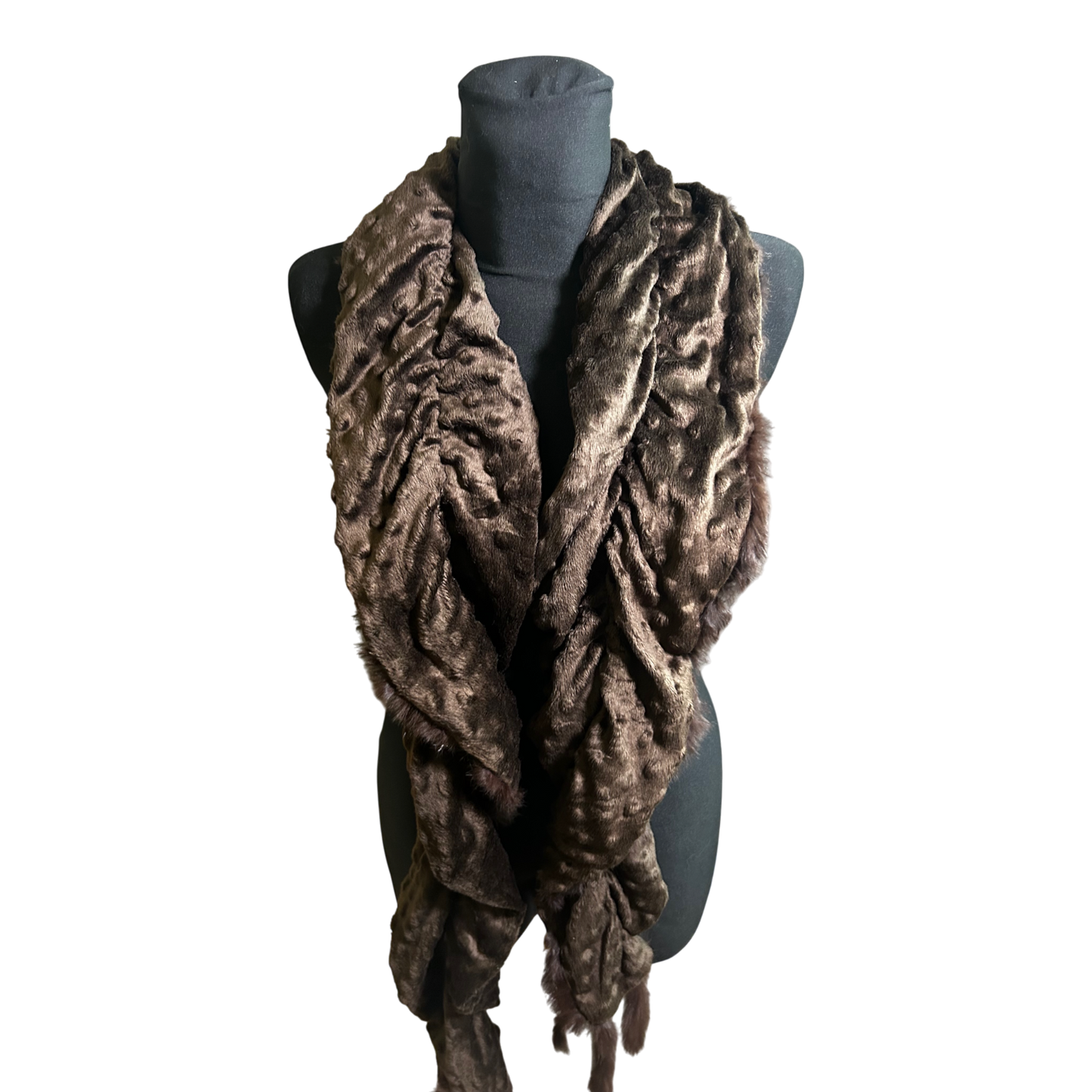 Echtpelz Schal Damen Braun Kaninchenfell Elegant Winter Accessoire