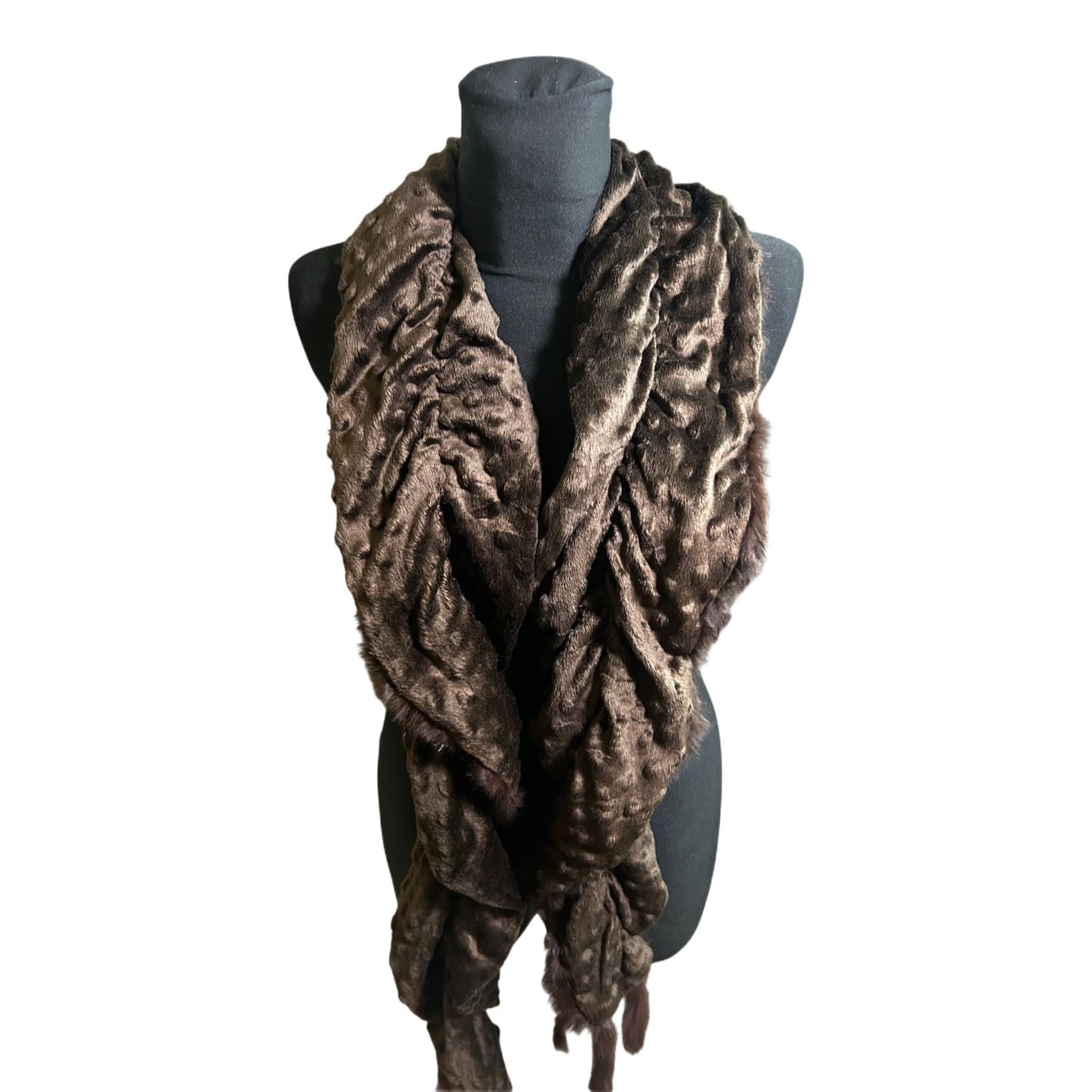 Echtpelz Schal Damen Braun Kaninchenfell Elegant Winter Accessoire