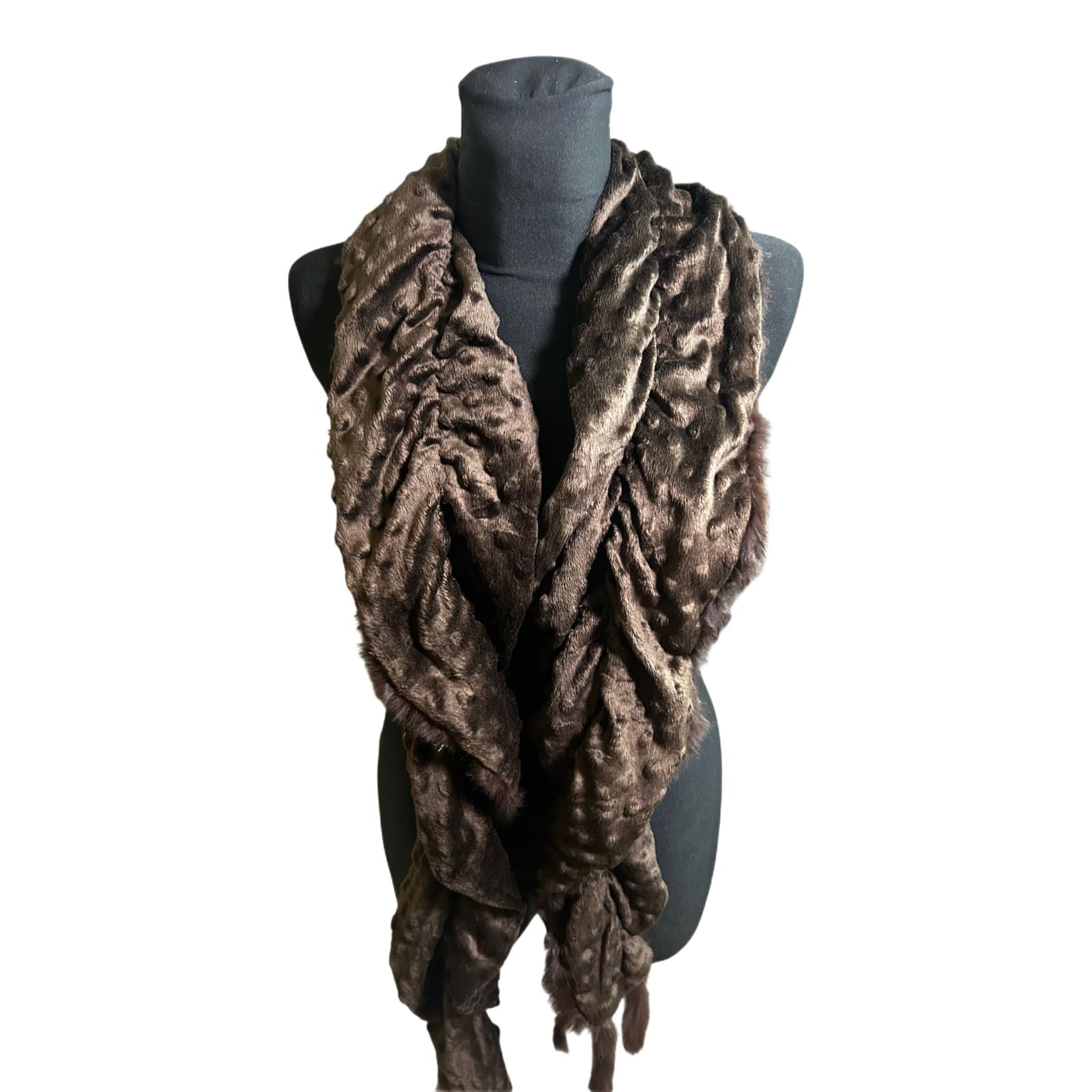 Echtpelz Schal Damen Braun Kaninchenfell Elegant Winter Accessoire