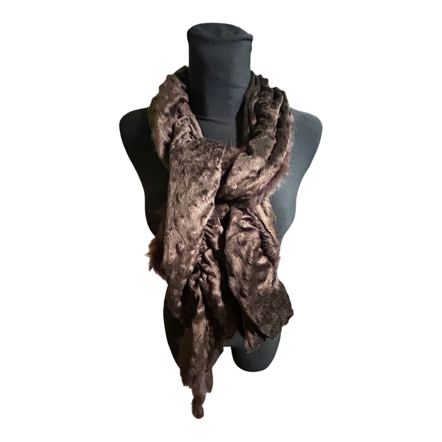 Echtpelz Schal Damen Braun Kaninchenfell Elegant Winter Accessoire