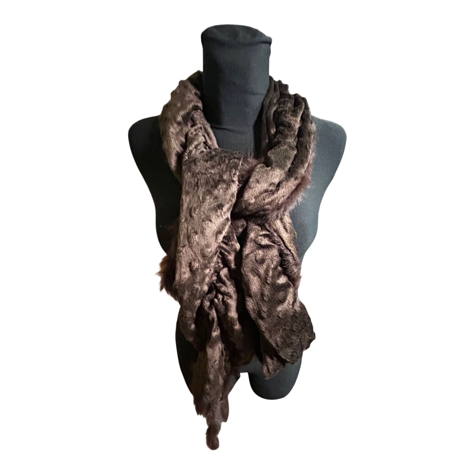 Echtpelz Schal Damen Braun Kaninchenfell Elegant Winter Accessoire