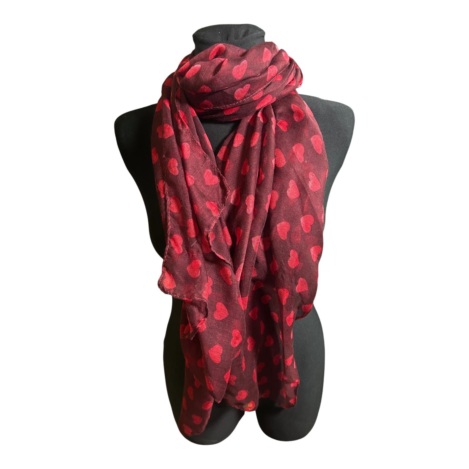 Antonio Damen Schal Herzen Bordeaux Rot 180 x 80 cm Polyester