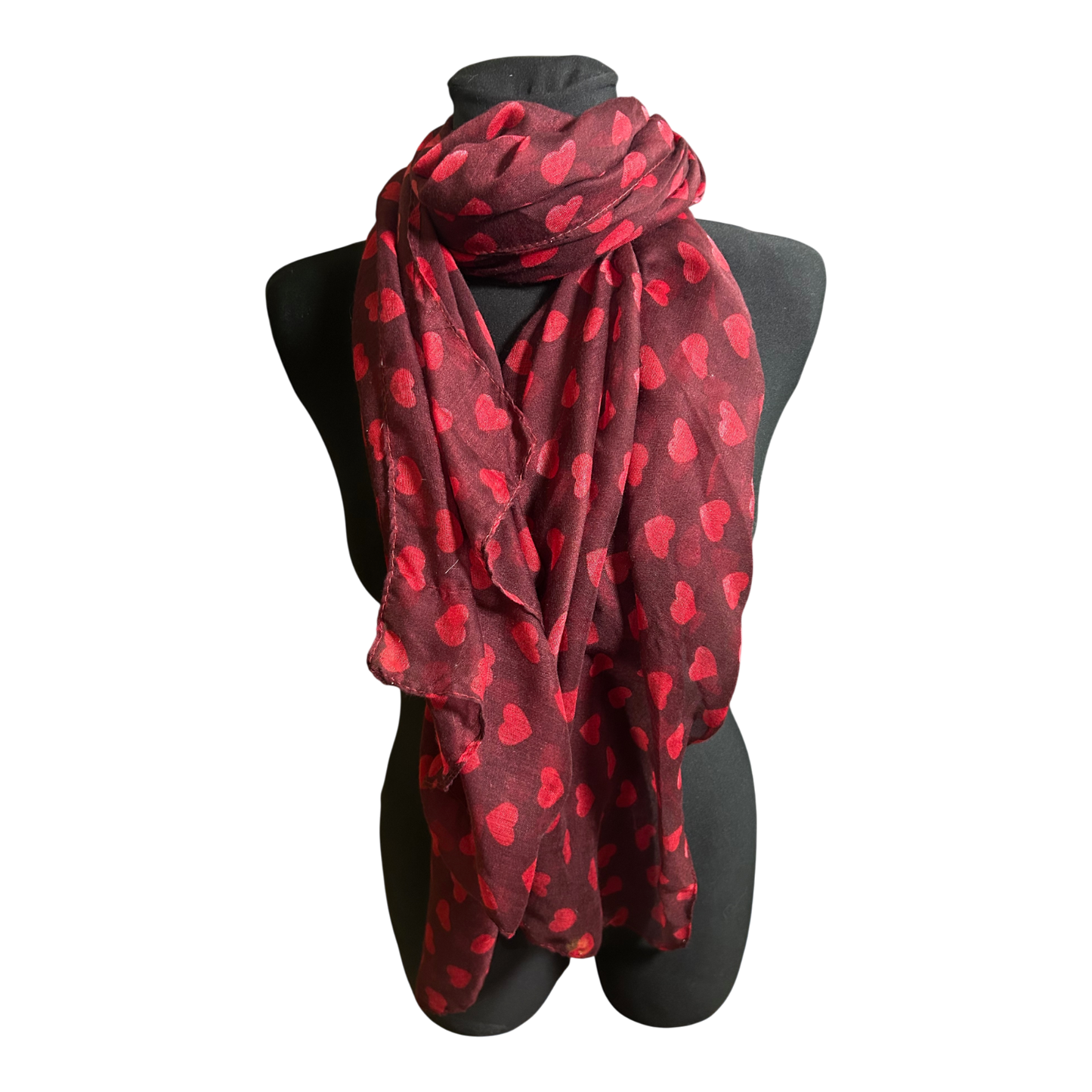 Antonio Damen Schal Herzen Bordeaux Rot 180 x 80 cm Polyester