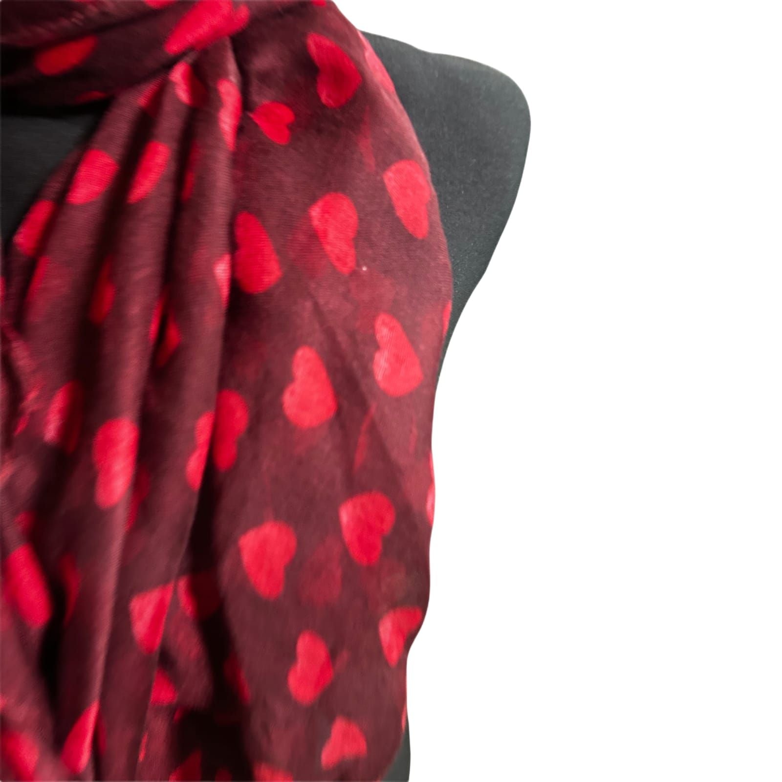 Antonio Damen Schal Herzen Bordeaux Rot 180 x 80 cm Polyester