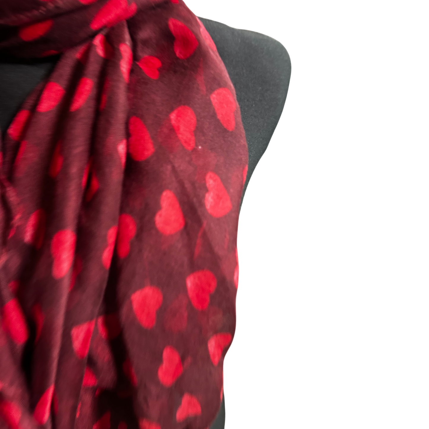 Antonio Damen Schal Herzen Bordeaux Rot 180 x 80 cm Polyester