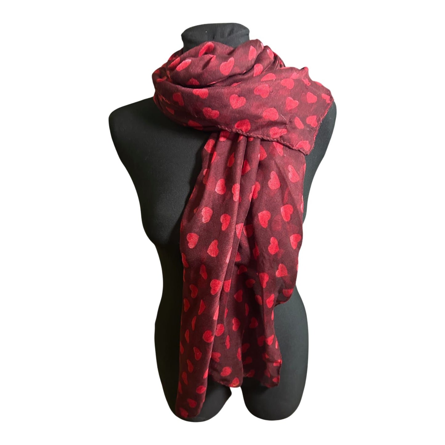 Antonio Damen Schal Herzen Bordeaux Rot 180 x 80 cm Polyester