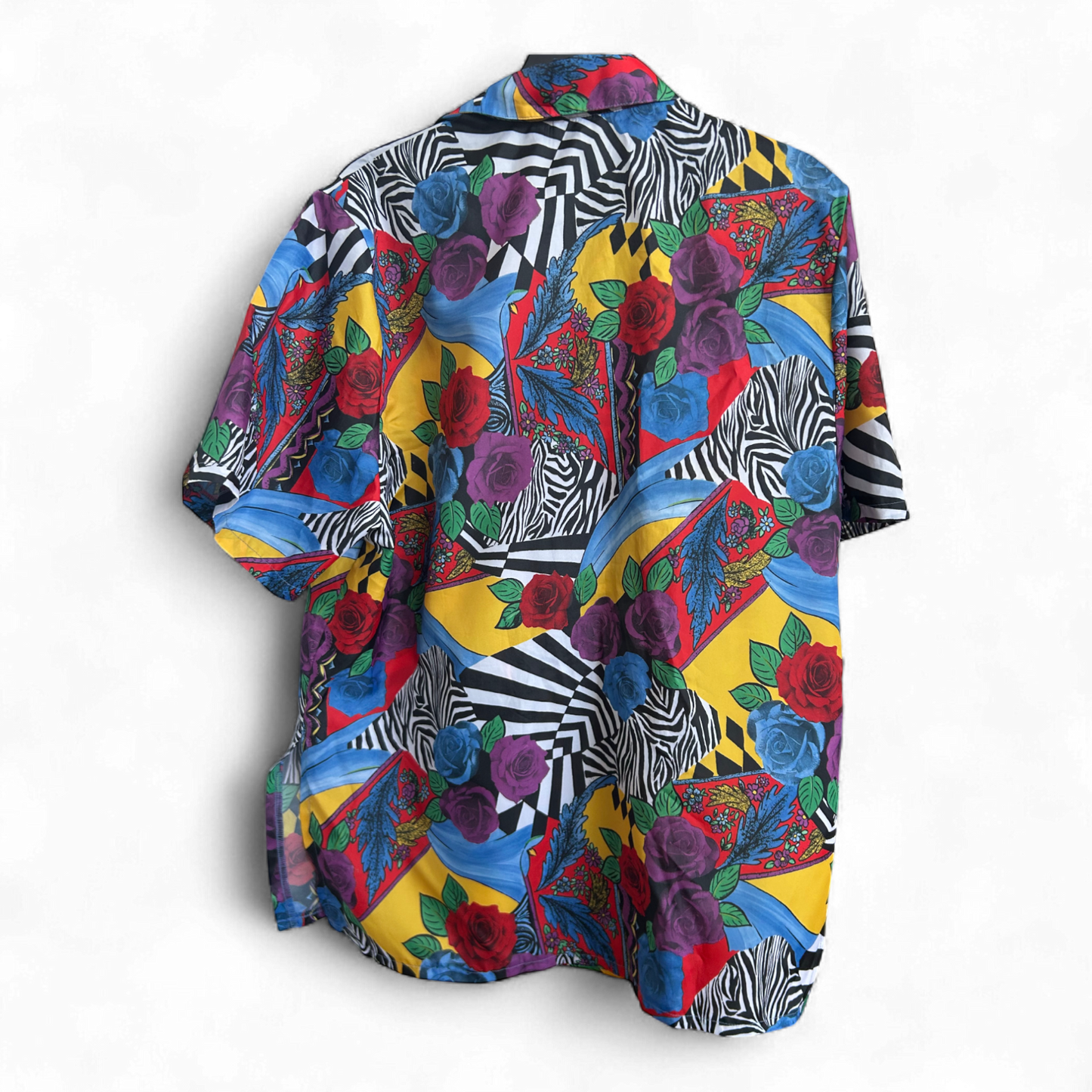 Pop Art Hemd M 80s Vintage Style Zebra Rosen Print Festival Retrohemd bunt