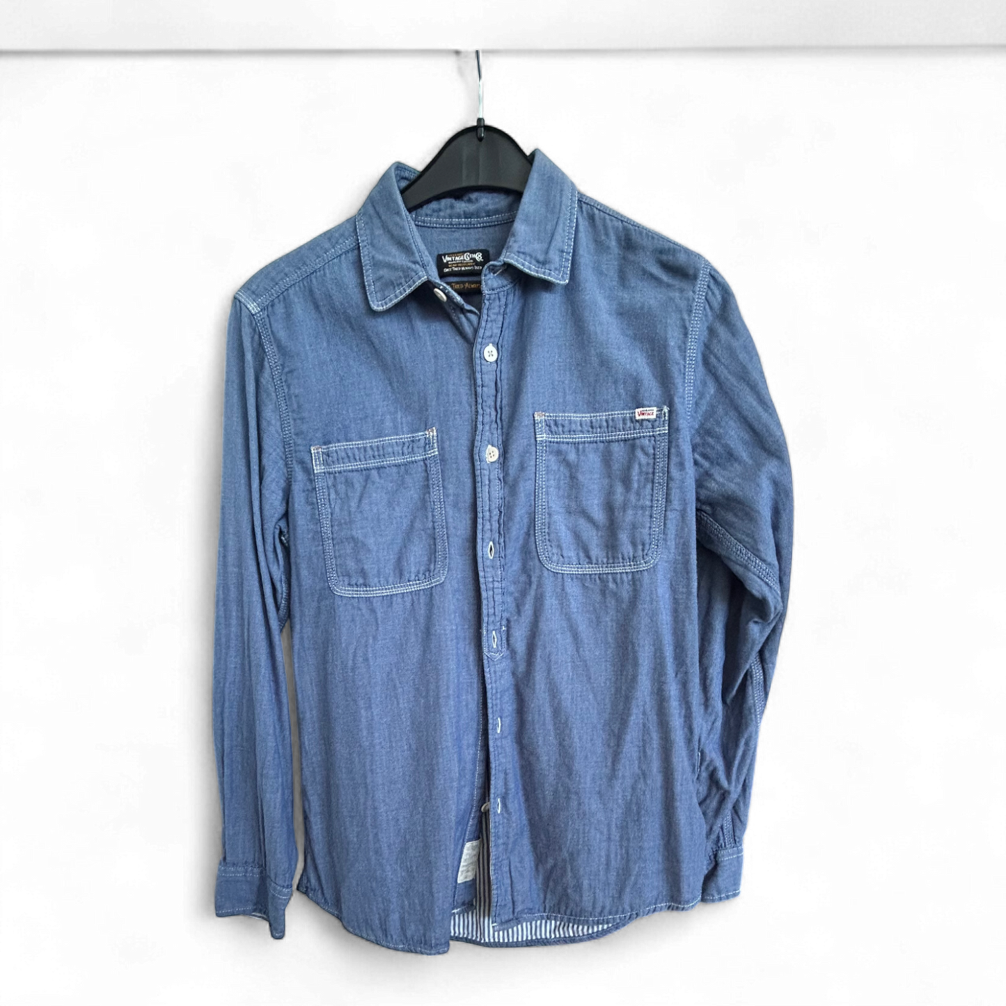 Jack & Jones Hemd M Denim Style Jeanshemd Langarm 100 % Baumwolle Vintage Look