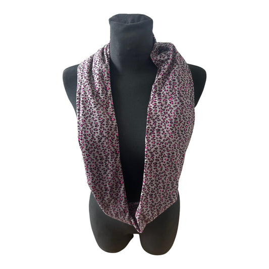 Damen Loop Schal Grau Pink Leo Muster Weich Elegant Herbst Winter One Size