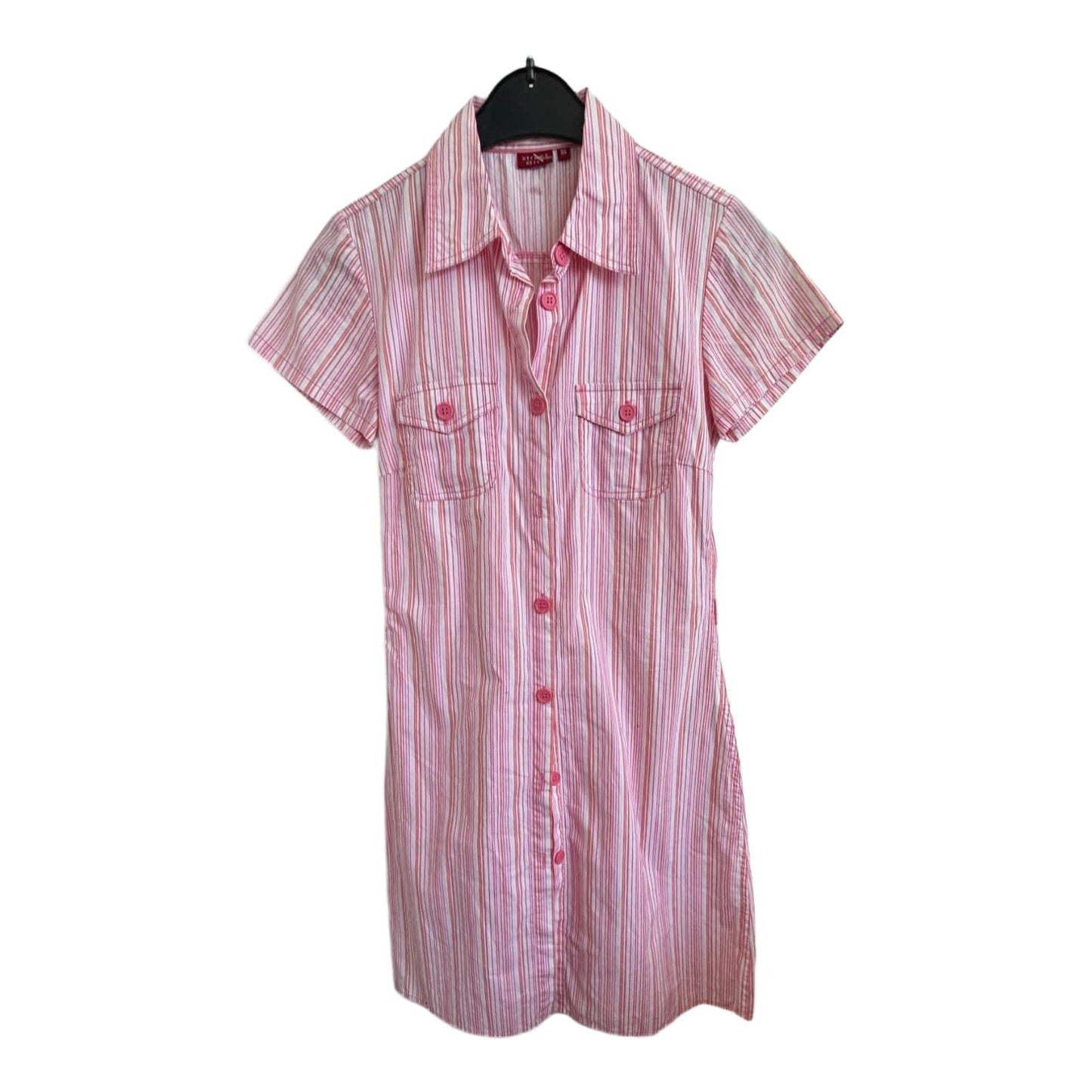 Gestreiftes Hemdblusenkleid X-Tract Girl Gr 164 rosa weiß 100 % Baumwolle