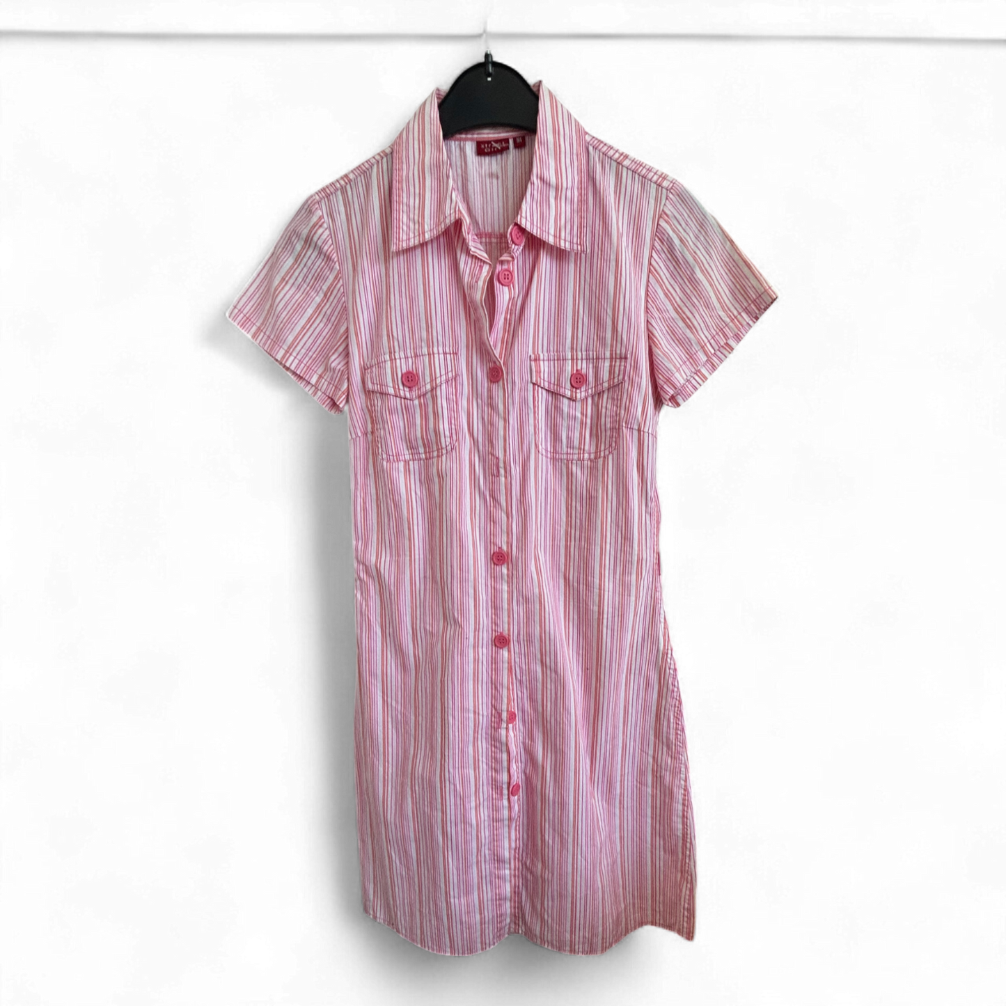 Gestreiftes Hemdblusenkleid X-Tract Girl Gr 164 rosa weiß 100 % Baumwolle