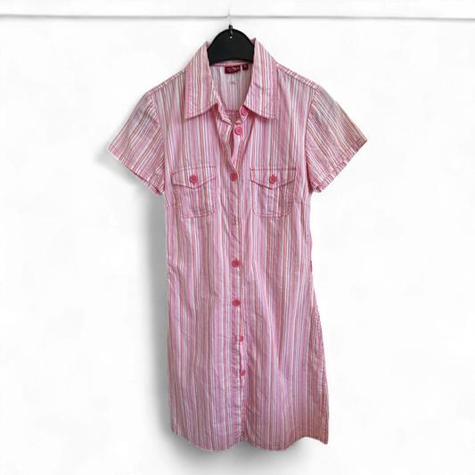 Gestreiftes Hemdblusenkleid X-Tract Girl Gr 164 rosa weiß 100 % Baumwolle