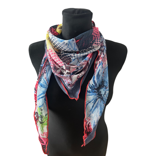 Buntes Damen Halstuch Muster Tuch Schal Polyester Leicht Sommer Bunt