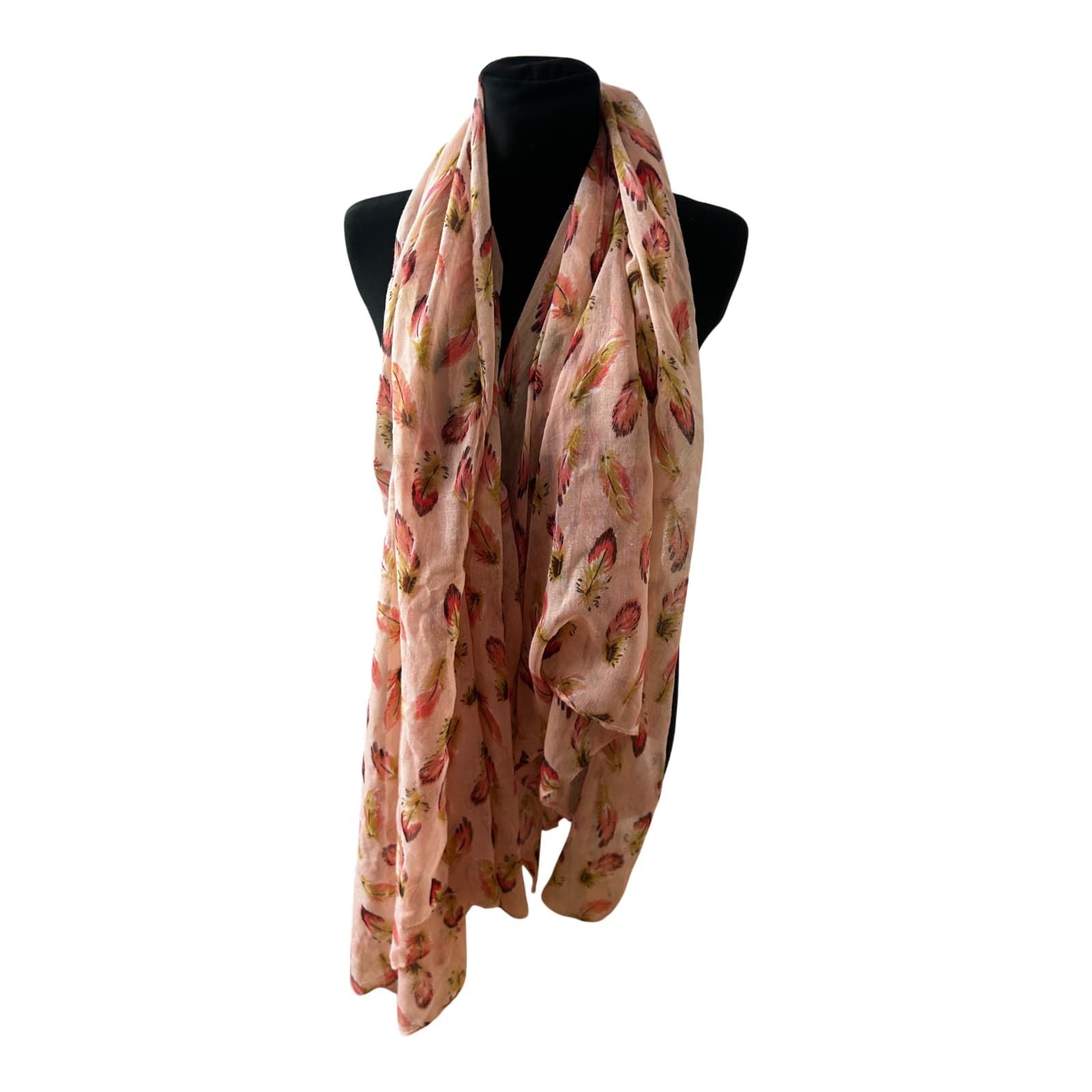 Wunderschöner Damen Schal Tuch Blumen Muster Rosa Sommer Leicht Elegant