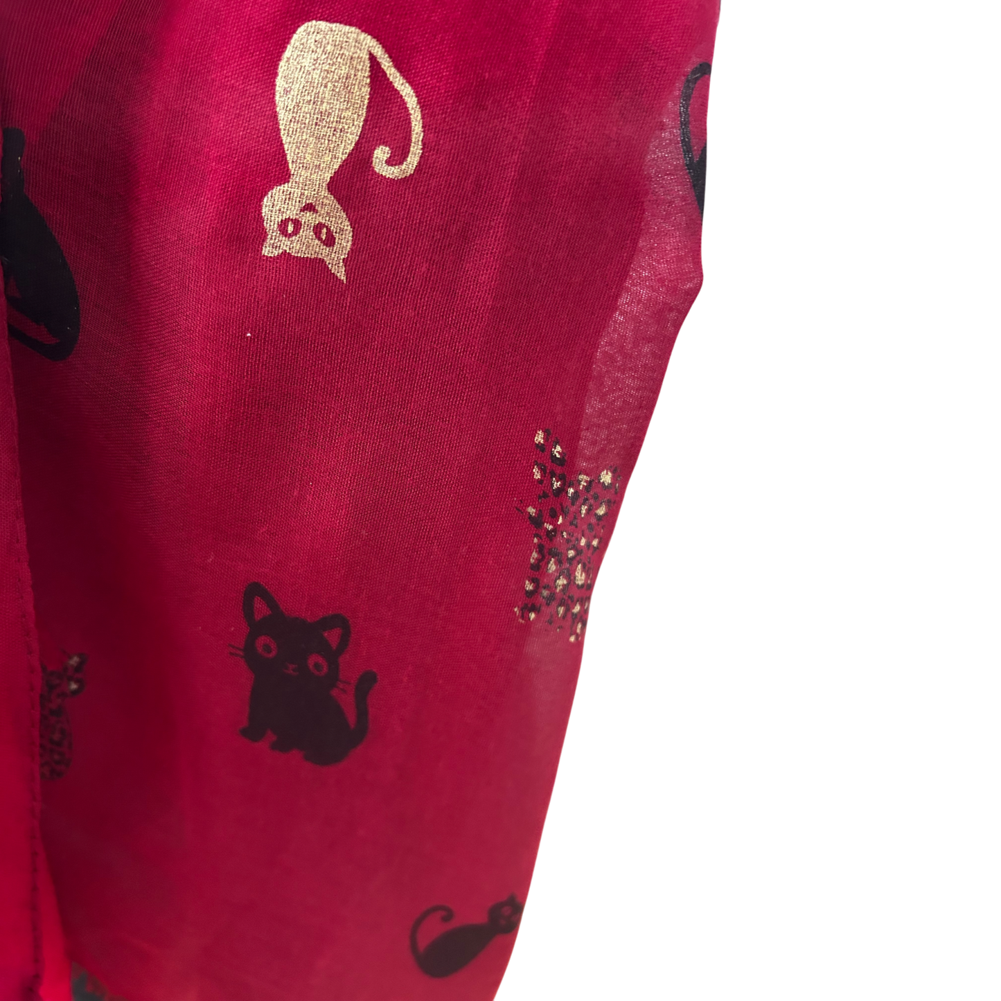 Wunderschöner Damen Katzenschal Rot 190 x 70 cm Viskose Baumwolle