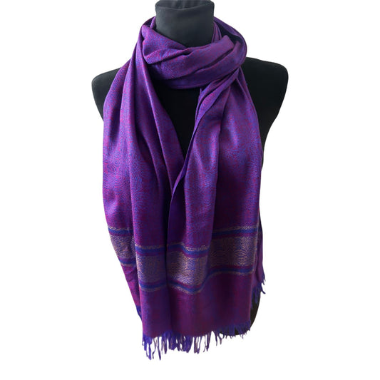 Wunderschöner Damen Schal Tuch 60 x 190 cm Lila Violett Viskose Mix