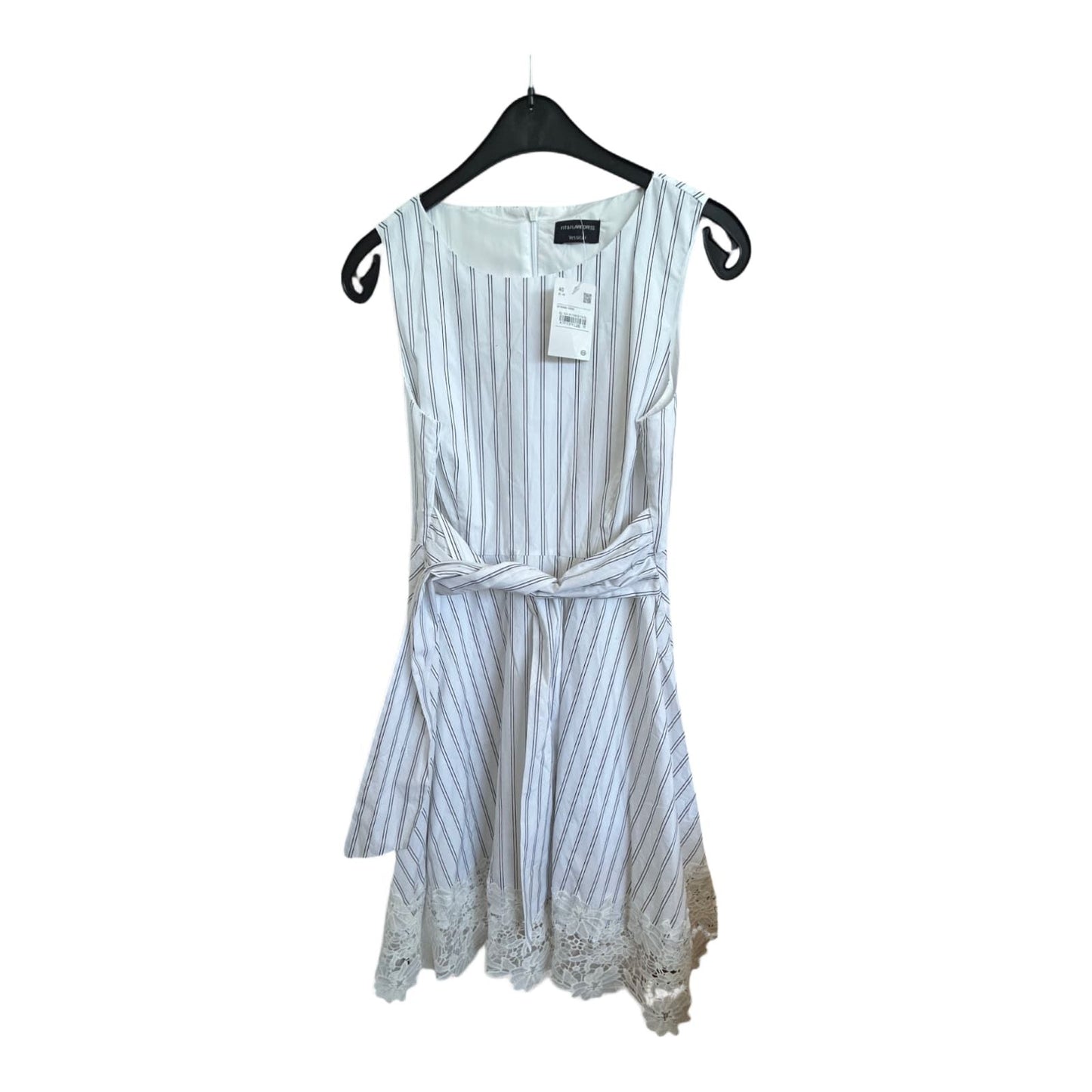 Yessica Kleid Damen Dress Damenkleid Gr. 40 Weiß Baumwolle Fit Flare Spitze Neu