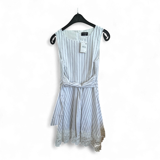 Yessica Kleid Damen Dress Damenkleid Gr. 40 Weiß Baumwolle Fit Flare Spitze Neu