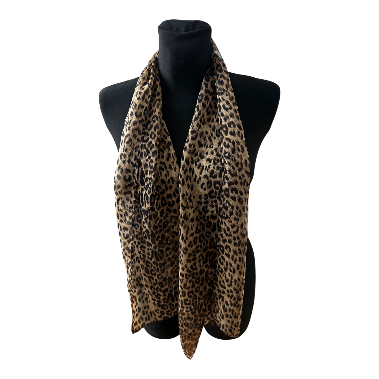 Damen Schal Leo Muster Braun Schwarz Polyester Leicht Elegant Schmal Chic