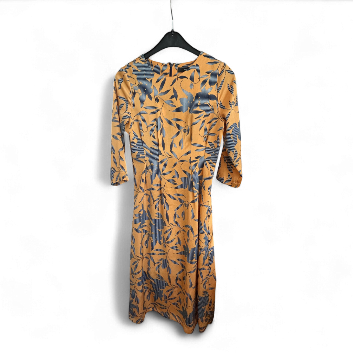 Vero Moda Kleid Damen Dress Damenkleid Gr. M Orangegelb 34 Arm Print Sommer Lang