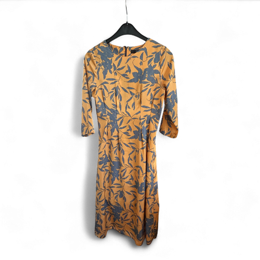 Vero Moda Kleid Damen Dress Damenkleid Gr. M Orangegelb 34 Arm Print Sommer Lang