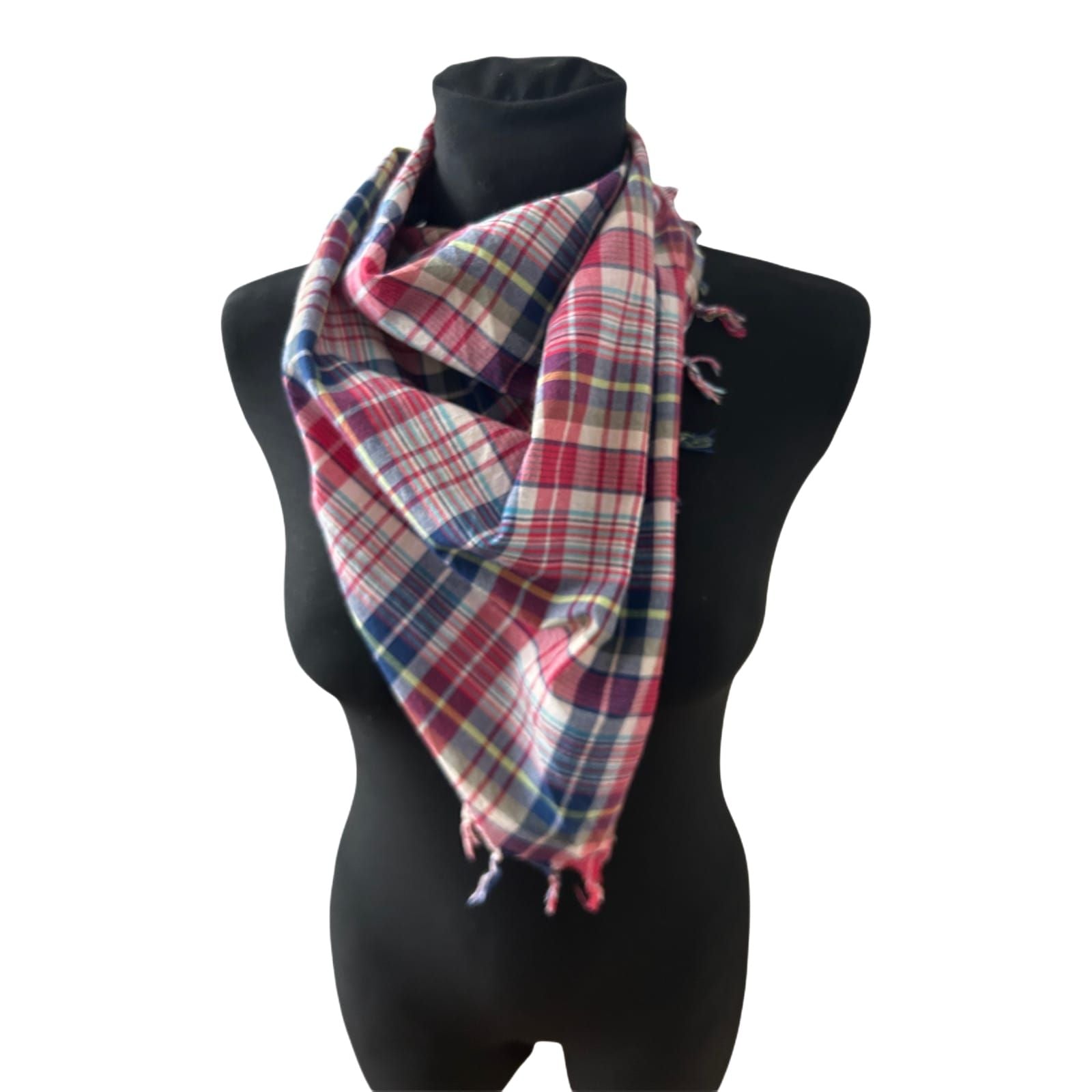 Damen Halstuch sOliver Karo Muster Rot Blau Baumwolle Leicht Elegant Chic