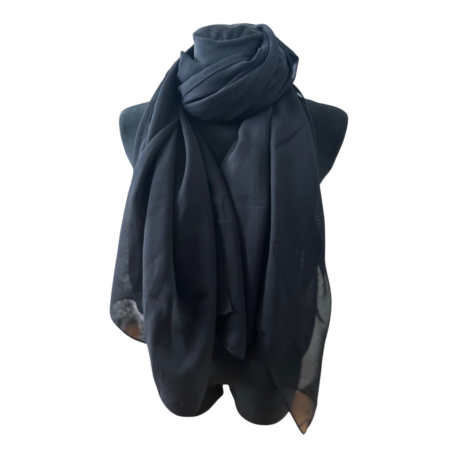 Wunderschöner Damen Schal Schwarz Chiffon Elegant Leicht Groß 170 x 110 cm