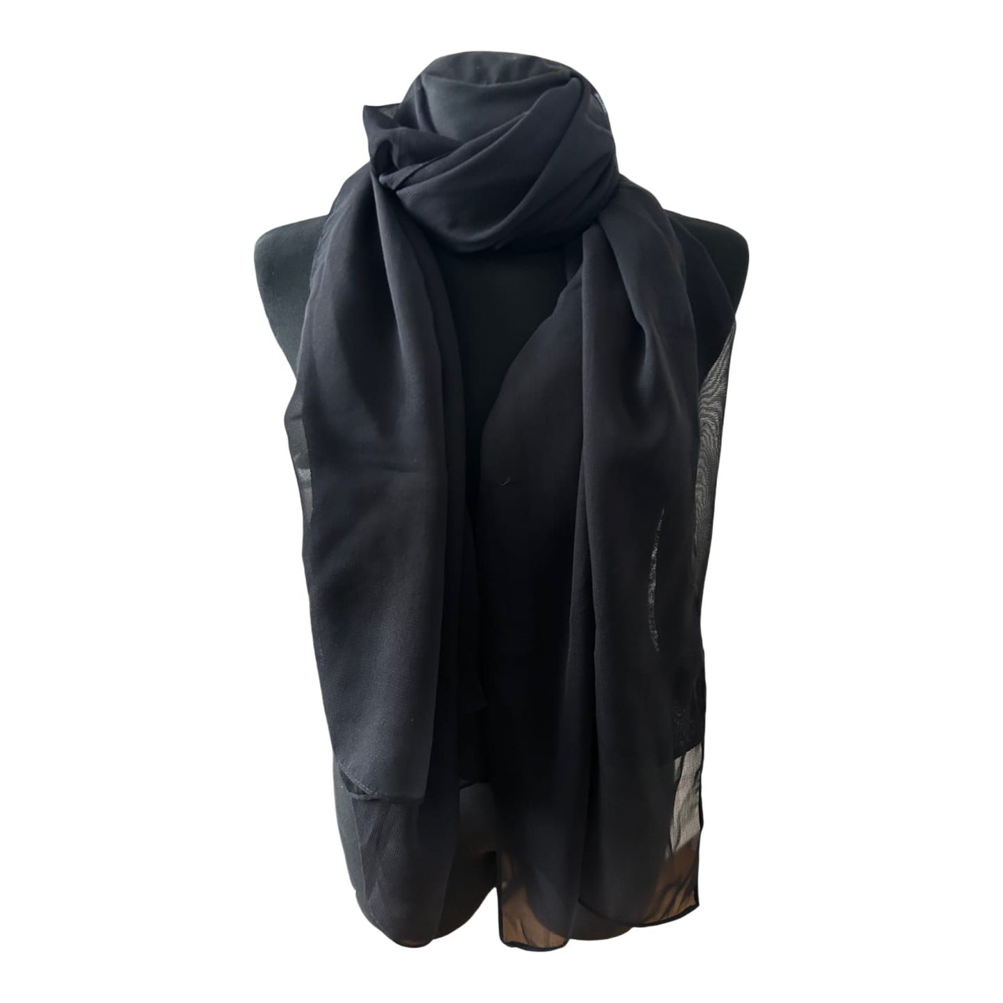 Wunderschöner Damen Schal Schwarz Chiffon Elegant Leicht Groß 170 x 110 cm