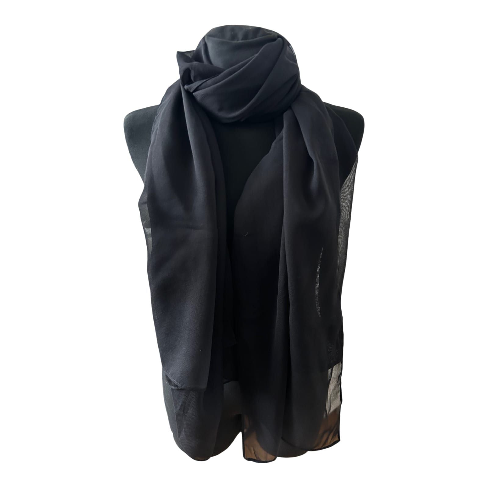 Wunderschöner Damen Schal Schwarz Chiffon Elegant Leicht Groß 170 x 110 cm