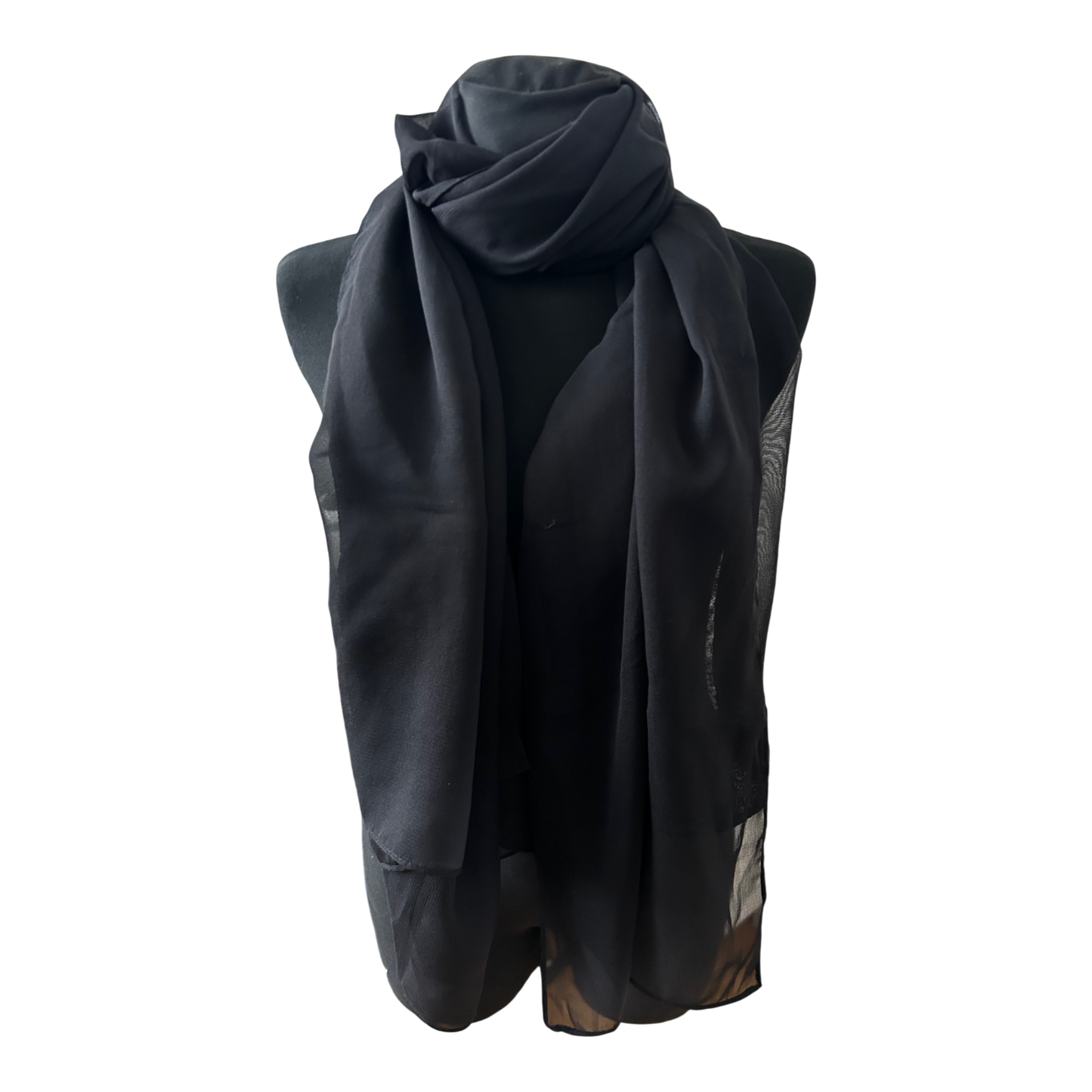 Wunderschöner Damen Schal Schwarz Chiffon Elegant Leicht Groß 170 x 110 cm