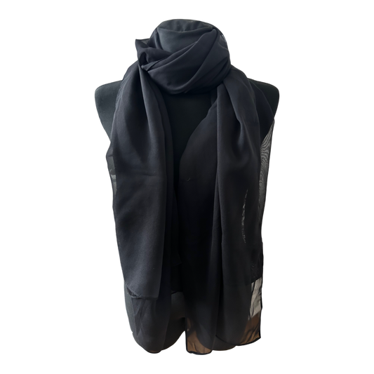 Wunderschöner Damen Schal Schwarz Chiffon Elegant Leicht Groß 170 x 110 cm