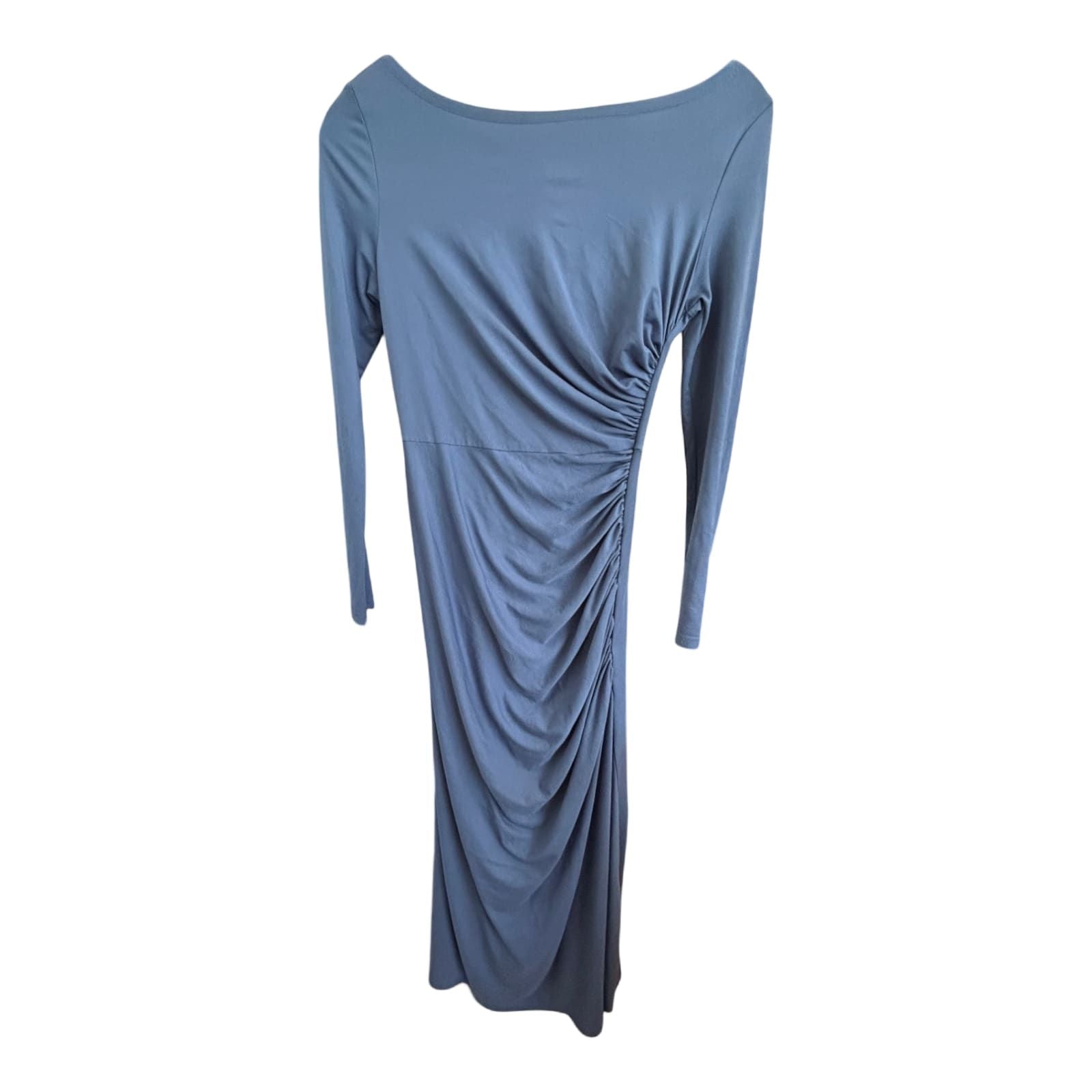 SHEIN Maxikleid Damen Dress Damenkleid Gr. 38 Blau Drapiert Stretch Abend Lang