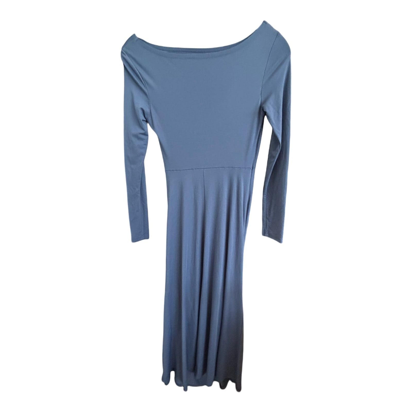 SHEIN Maxikleid Damen Dress Damenkleid Gr. 38 Blau Drapiert Stretch Abend Lang