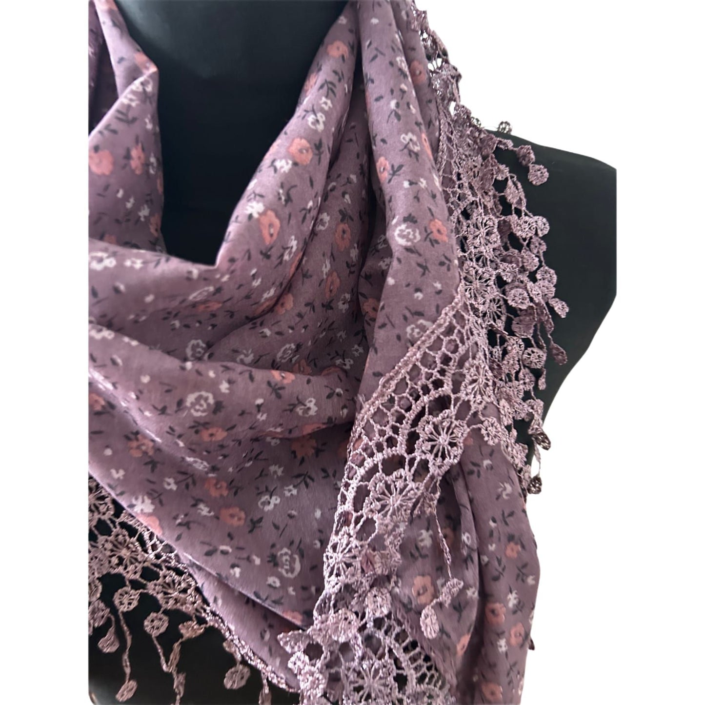 Wunderschönes Damen Halstuch Dreieckstuch 165 x 50 cm Altrosa Baumwolle Seide