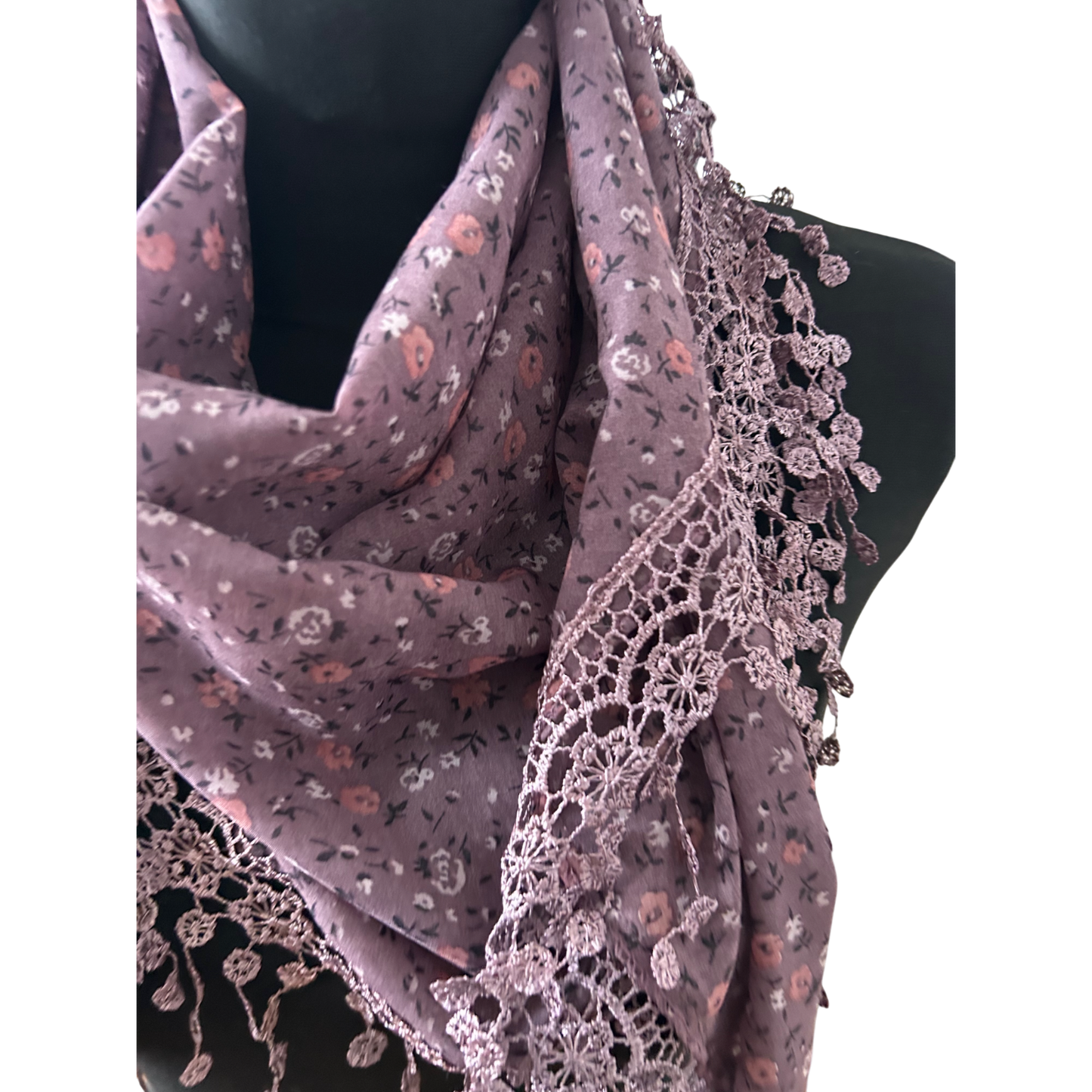 Wunderschönes Damen Halstuch Dreieckstuch 165 x 50 cm Altrosa Baumwolle Seide