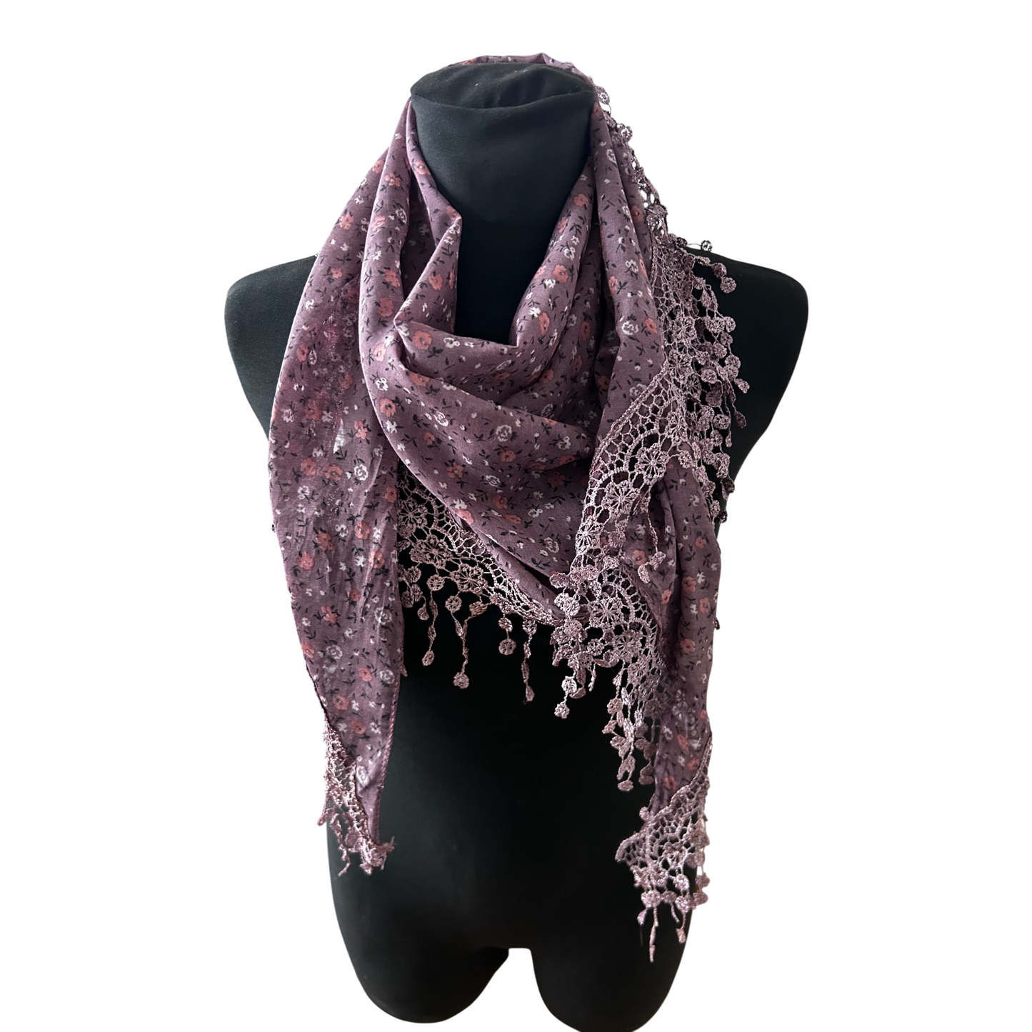 Wunderschönes Damen Halstuch Dreieckstuch 165 x 50 cm Altrosa Baumwolle Seide