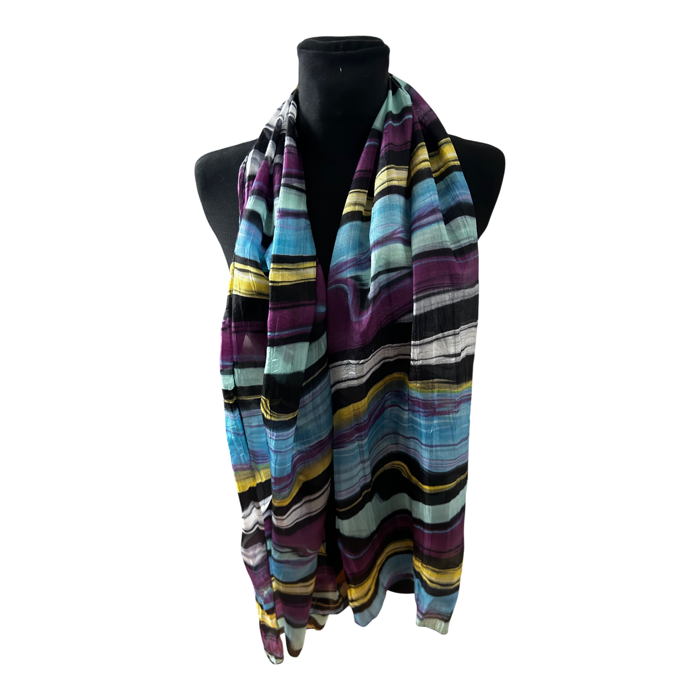 Wunderschöner Damen Seidenschal Tuch 50 x 180 cm Mehrfarbig Streifen